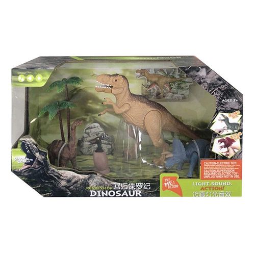 Dinosaurio con luz, sonido y accesorios