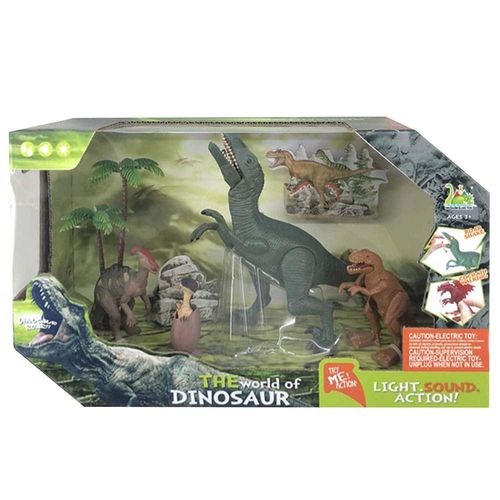 Dinosaurio con luz, sonido y accesorios