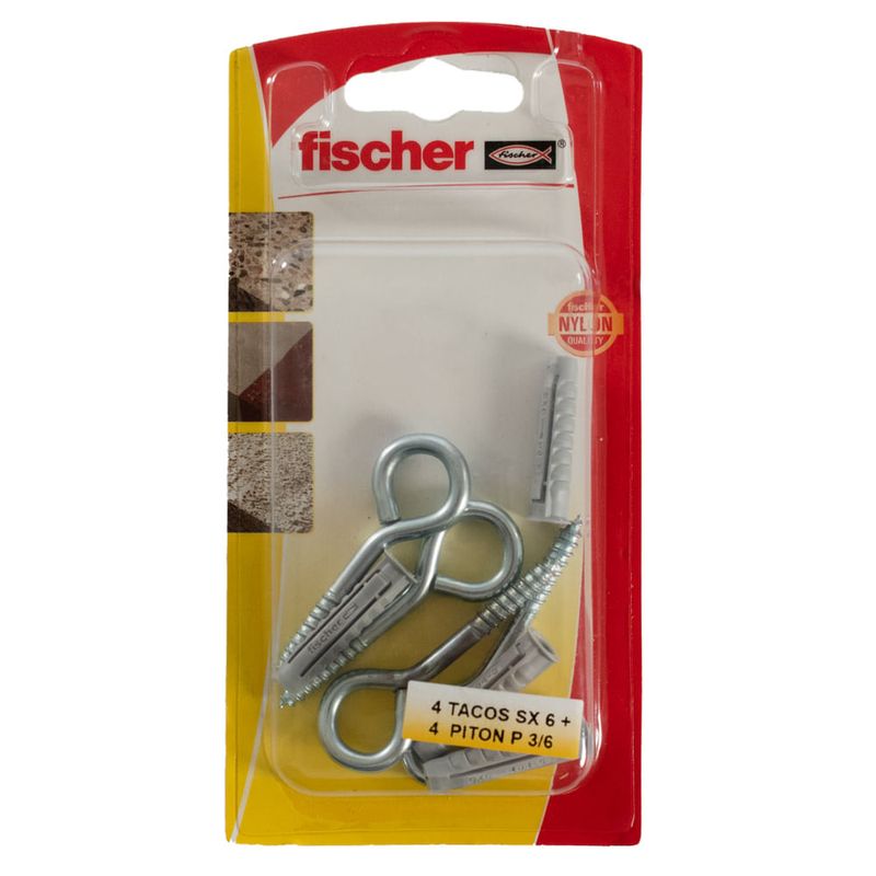 Blister-4-tacos-Fischer-Nylon-x6---4-Pitones-cerrados-3-6-0