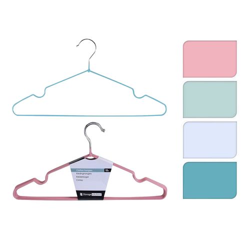 Percha plastificada x 10 piezas varios colores