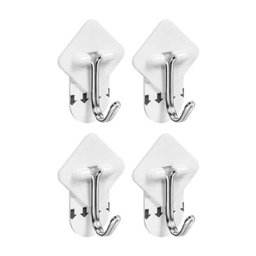 Gancho multiuso blanco con adhesivo x 4