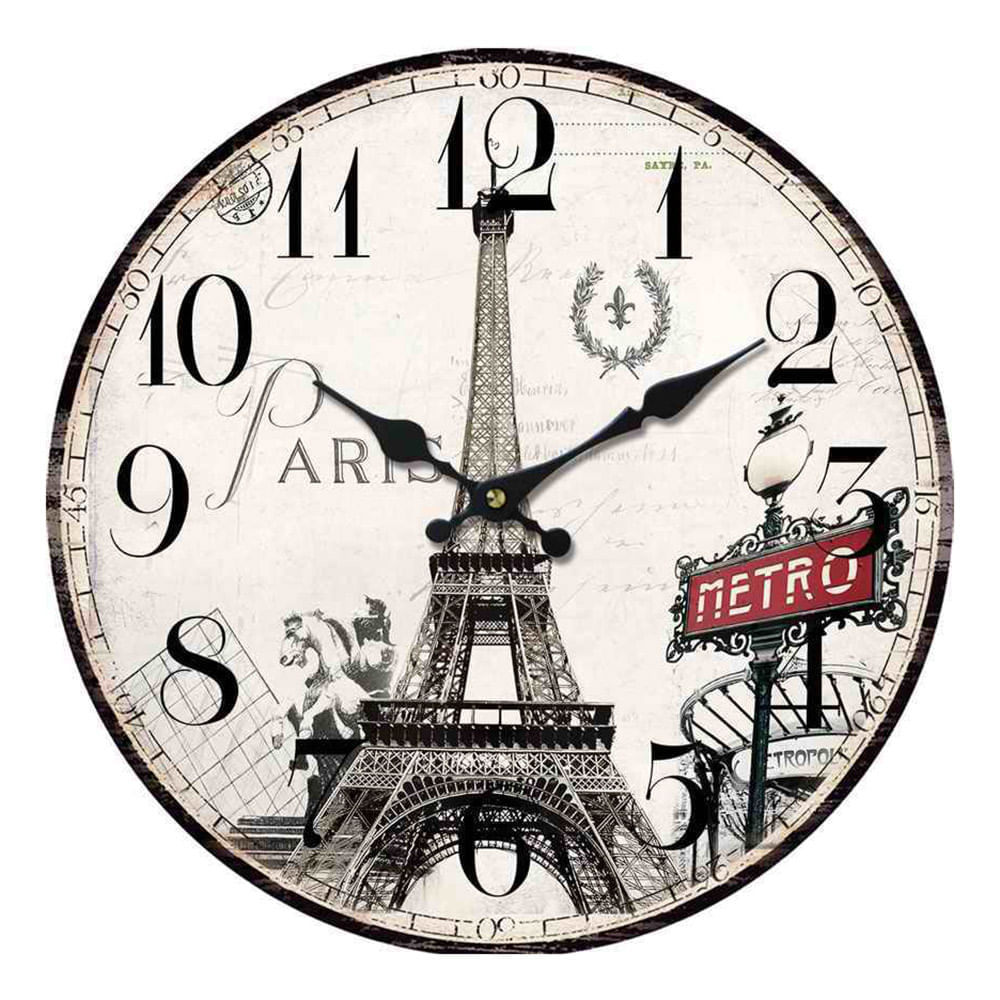 Reloj de pared d:28cm paris retro Devoto