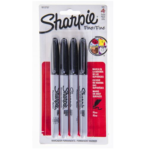 Marcador permanente SHARPIE fino negro 4 un.