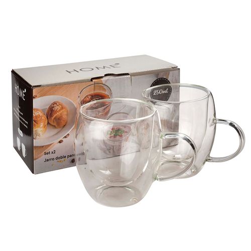 Set x 2 Tazas de Vidrio Doble Pared 250 ml