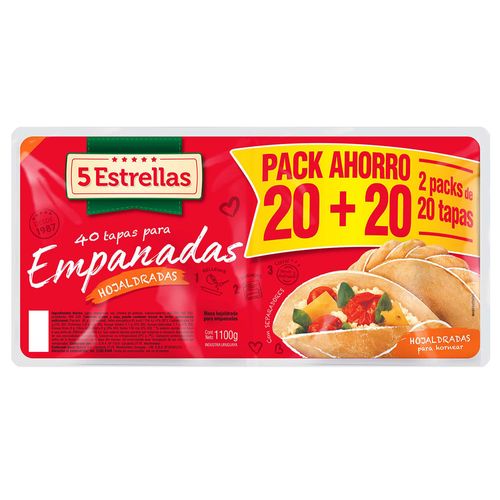 Pack 40 Tapas de Empanadas Hojaldradas 5 ESTRELLAS 1.1 Kg