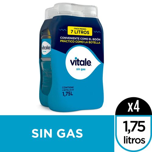 Pack agua VITALE sin gas 1.75 L 4 un.