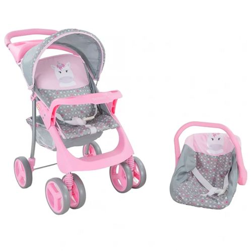 Coche de Muñecas 2 Piezas Unicornio Rosa