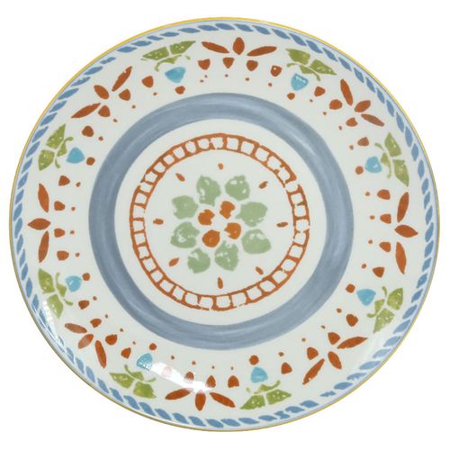 Plato 192 cm floral azul y rojo