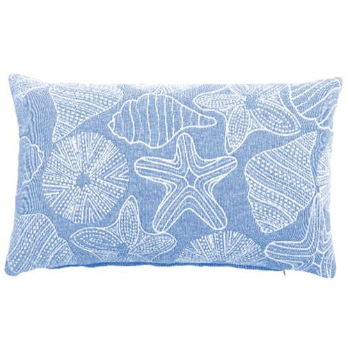 Almohadón decoración 35 x 50 cm azul claro con blanco