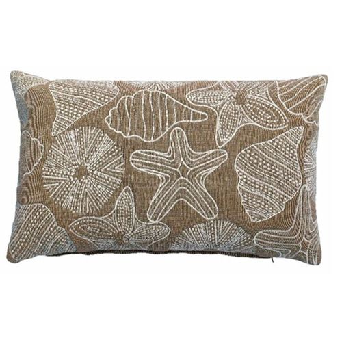 Almohadón decoración 35 x 50 cm beige con blanco
