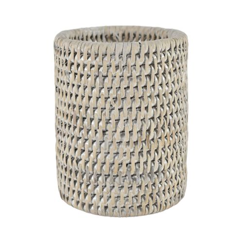 Vaso para baño en ratán blanco