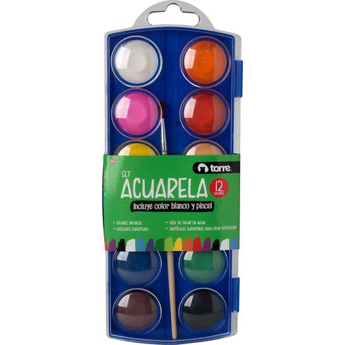 Acuarelas TORRE estuche 12 colores + pincel