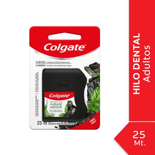 Hilo dental COLGATE Natural Extracts Carbón 25 m