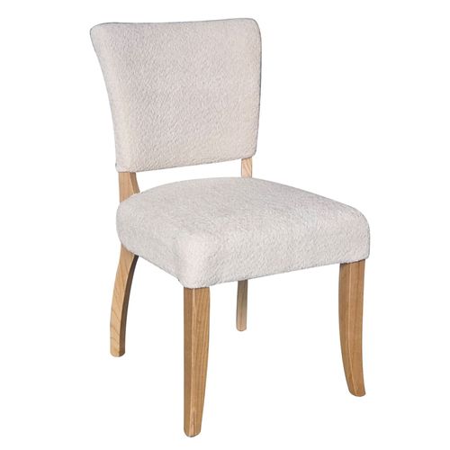 Silla de madera tapizada en tela beige 50 x 60 x 89 cm