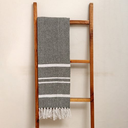 Throw en algodón 130 x 170 cm verde con blanco