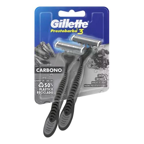 Máquina PRESTOBARBA 3 hombre carbón x 2
