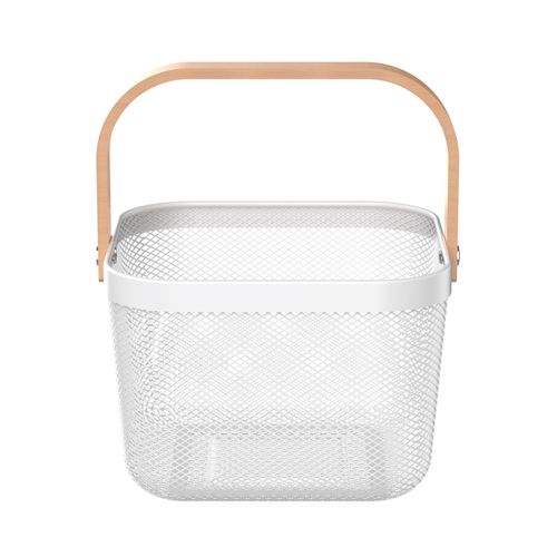 Canasto con 24x24x17 cm Acero Blanco con Asa