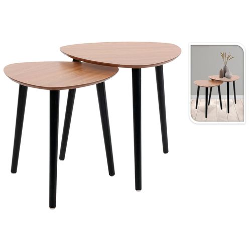 Set x 2 mesas auxiliares en madera color negro/natural