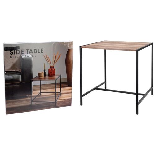 Mesa auxiliar en metal y madera 49 x 49 x 49 cm