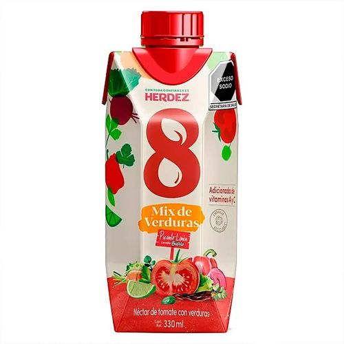 Jugo de Tomate 8 Vegetales Picante HERDEZ 330 ml