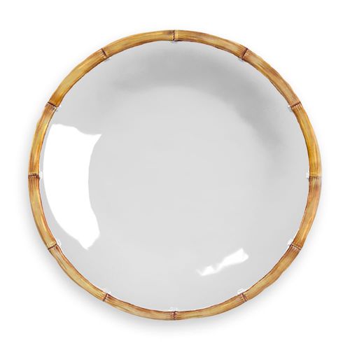 Plato llano blanco con borde diseño bamboo 26,7 cm