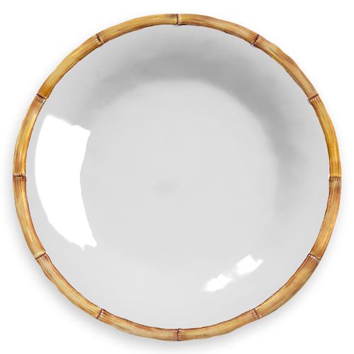 Plato postre blanco con borde diseño bambo 21,6 cm
