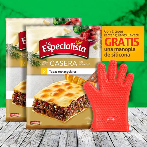Pack x2 tapas rectangulares LA ESPECIALISTA caseras + manopla