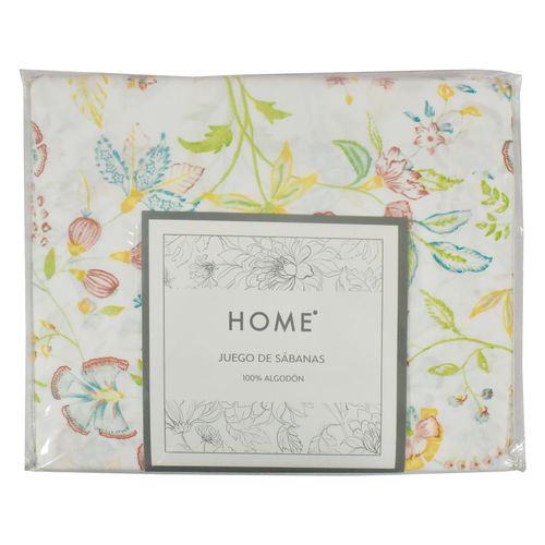 Juego sábanas HOME queen 180 h floral multi 100% algodón