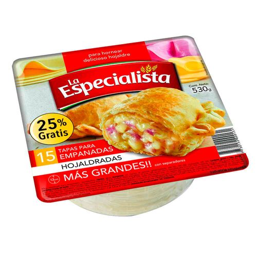 Tapa empanadas LA ESPECIALISTA hojaldradas x 15 un. 530 g