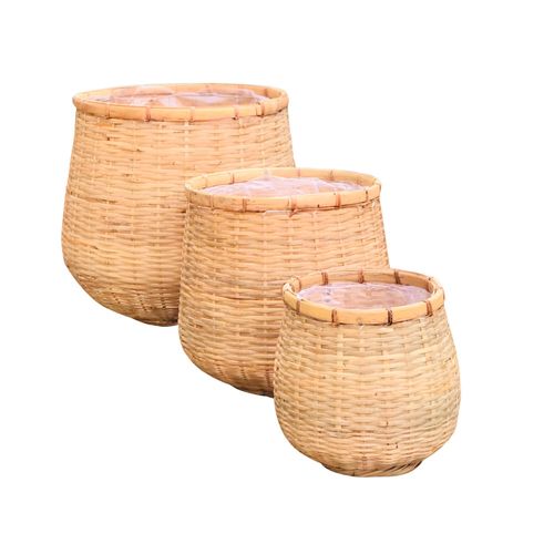 Set de 3 Macetas en Bambú con Funda PP