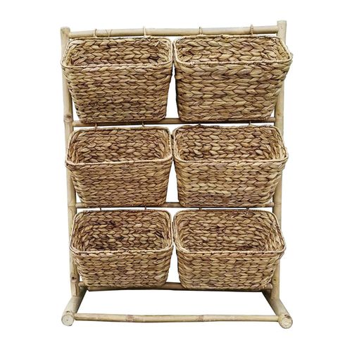 Estantería Bambú 68x30x90 cm con 6 Cestas 31x17x21 cm