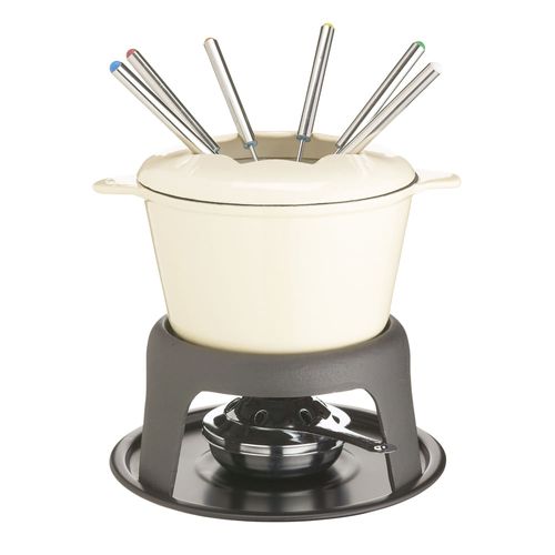 Set de fondue en acero inoxidable beige
