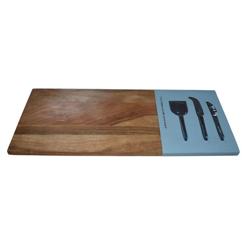 Tabla en madera de acacia con 3 utensilios acero inoxidable