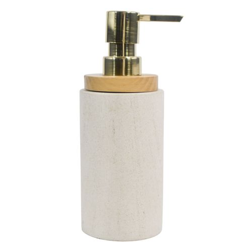 Dispensador de jabón en mármol con madera