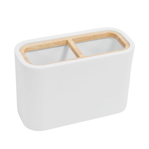 Vaso para baño en poliresina con deco en madera