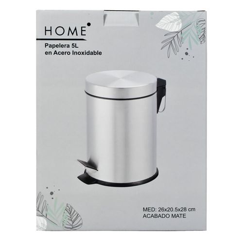 Papelera en acero con pedal 5 L 26 x 20,5 x 28 cm mate