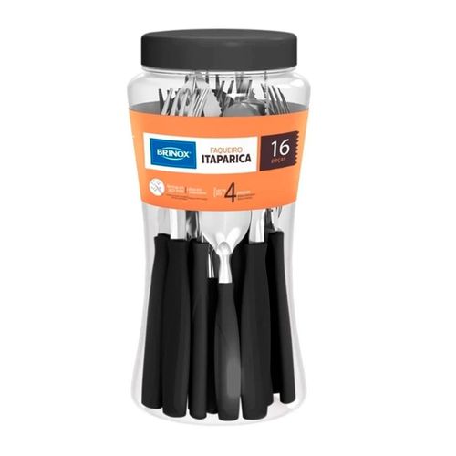 Juego de cubiertos 16 piezas itaparica negro BRINOX