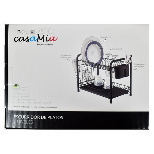 Escurridor 32x41x10 cm 2 niveles metal negro