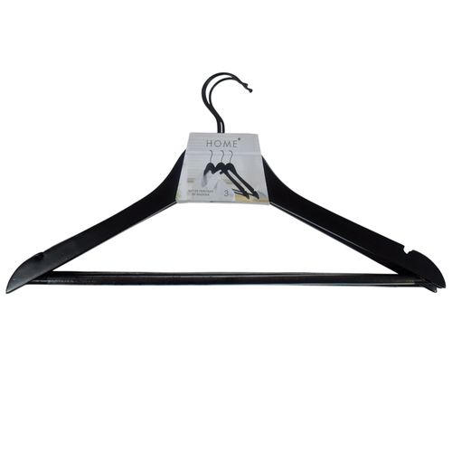 Set de perchas de madera x 3 negro HOME