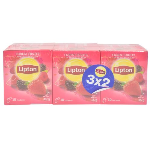 Pack 3 x 2 Té LIPTON Infusión Frutos Rojos 10 Sobres