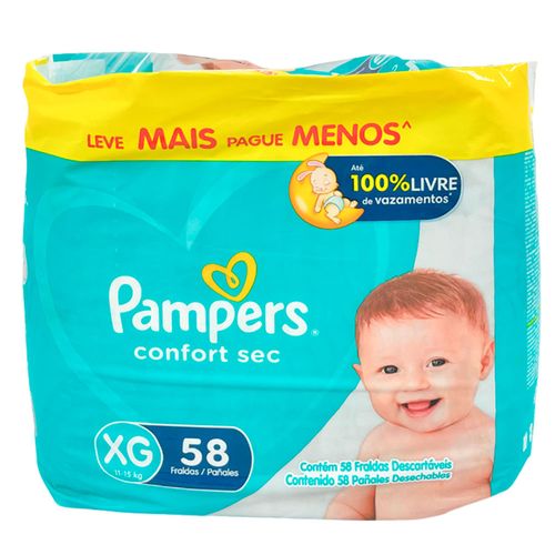 Pañal PAMPERS 6 x Confort Sec Forte Bag 58 un.