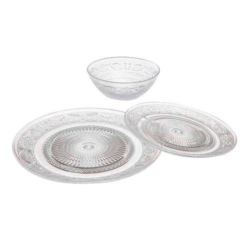 Juego de vajilla en vidrio labrado 18 piezas