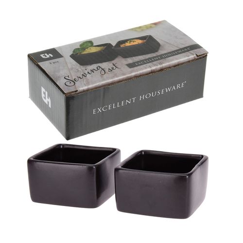 Set X 2 Bowl de cerámica negro 7x7x4cm