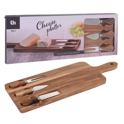 Tabla para queso con 3 utensilios