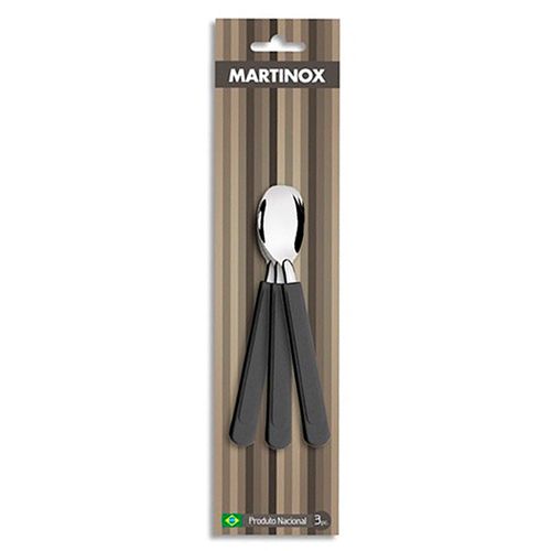 Set x 3 cucharas de té acero inoxidable con mango azul