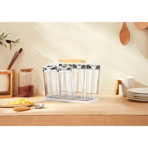Organizador para vasos con asa madera 24x13 6x19,1 cm
