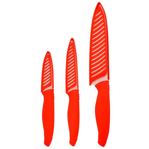 Set 3 cuchillos cerámica 8, 10 y 15 cm rojo