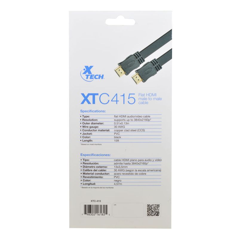 Cable-HDMI-a-HDMI-XTECH-Mod-XTC-415-Flat-15FT-M-a-M-1