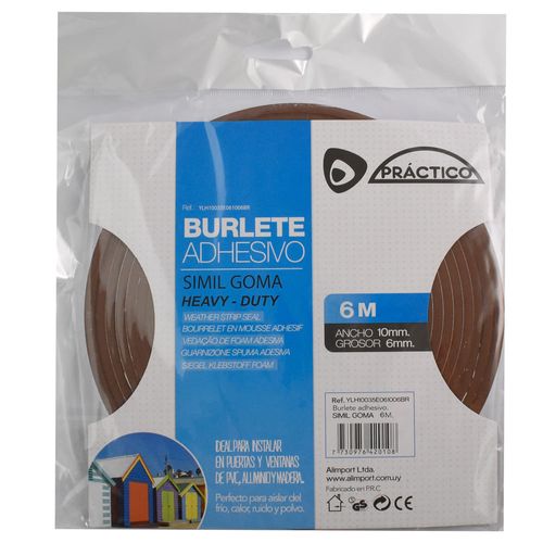 Burlete practico símil goma 6mX10mmX6mm
