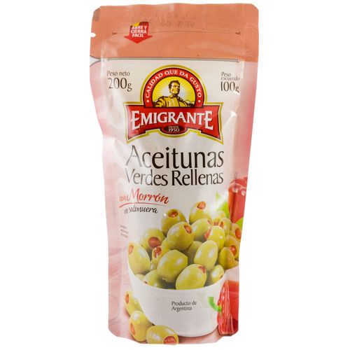 Aceitunas verdes rellenas con morrón EMIGRANTE 100 g